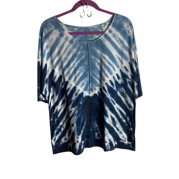 GreenTea Tops - Green Tea Size Large Blue White Tie Dye High Low Tee Soft Casual Oversized Boho